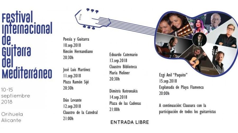 Cartel del primer Festival Internacional de Guitarra del Mediterráneo.