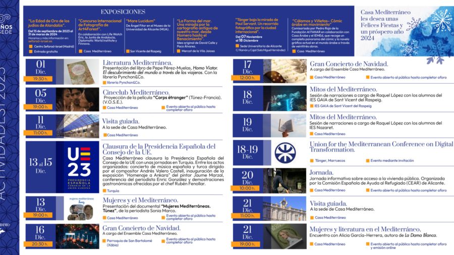 Programa de actividades de diciembre de 2023.