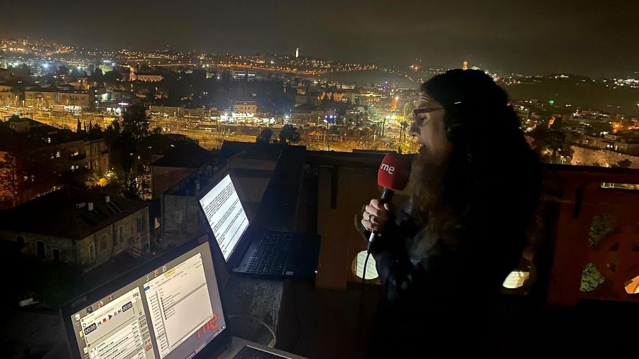 Cristina Sánchez informando desde Jerusalén.