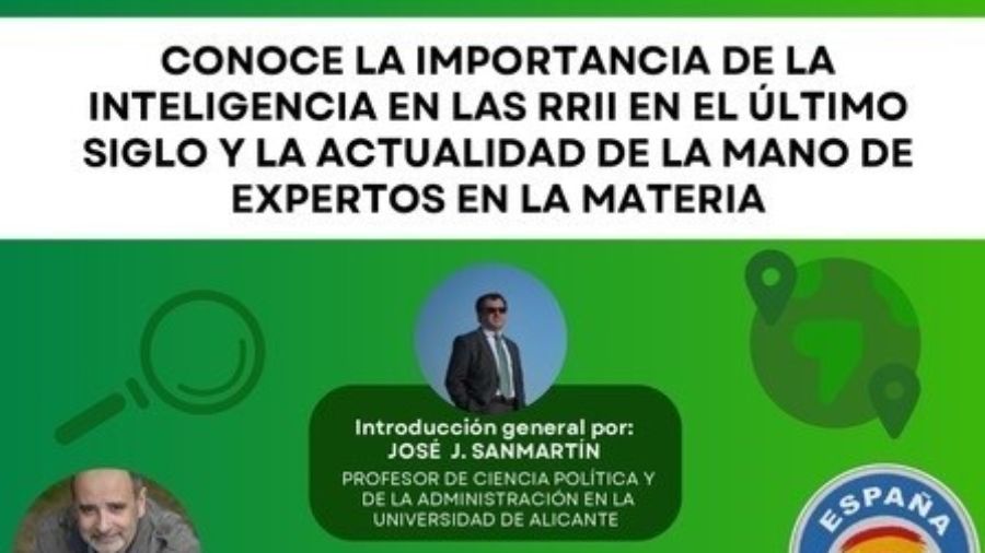 Cartel de la mesa redonda sobre el papel del espionaje en las relaciones internacionales.